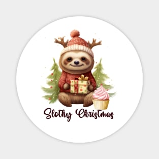 Slothy Christmas Magnet
